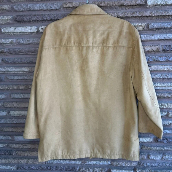 Jos A Bank Tan UltraSuede Faux Suede Chore Barn Jacket Size Medium - Picture 3 of 8